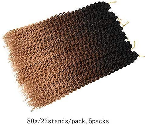 Passion Twist Synthetic Water Wave Crochet Hair 6 Packs (18inch T1B/30/27#)
