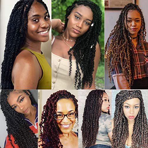 Pre Twisted Passion Twist Crochet Hair 6 Packs 15 Strands/Pack (22 Inch, Color 1B#)