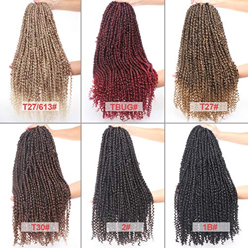 Pre Twisted Passion Twist Crochet Hair 6 Packs 15 Strands/Pack (22 Inch, Color 1B#)